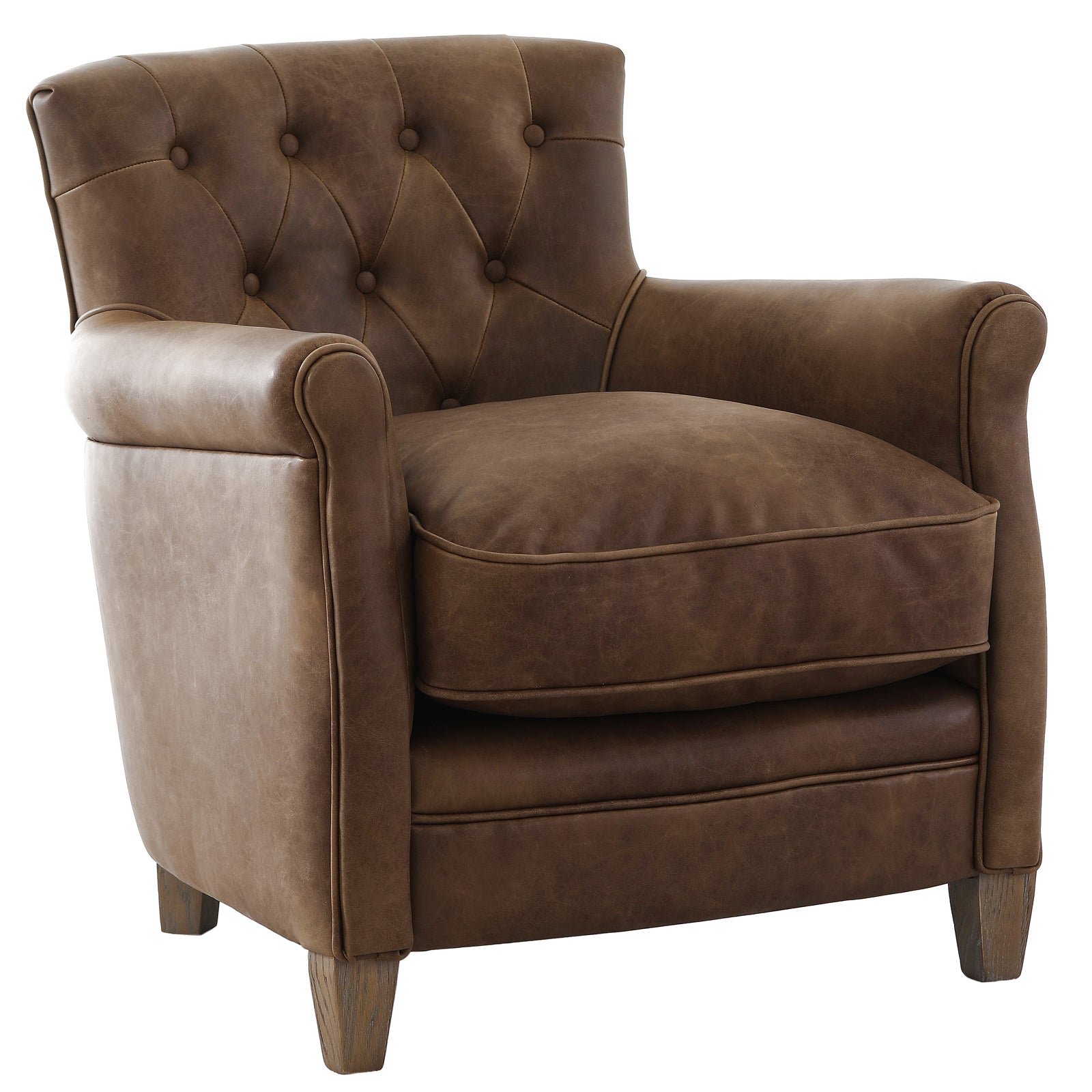 Oxford Club Chair in Chocolate Leather by Keiichi
