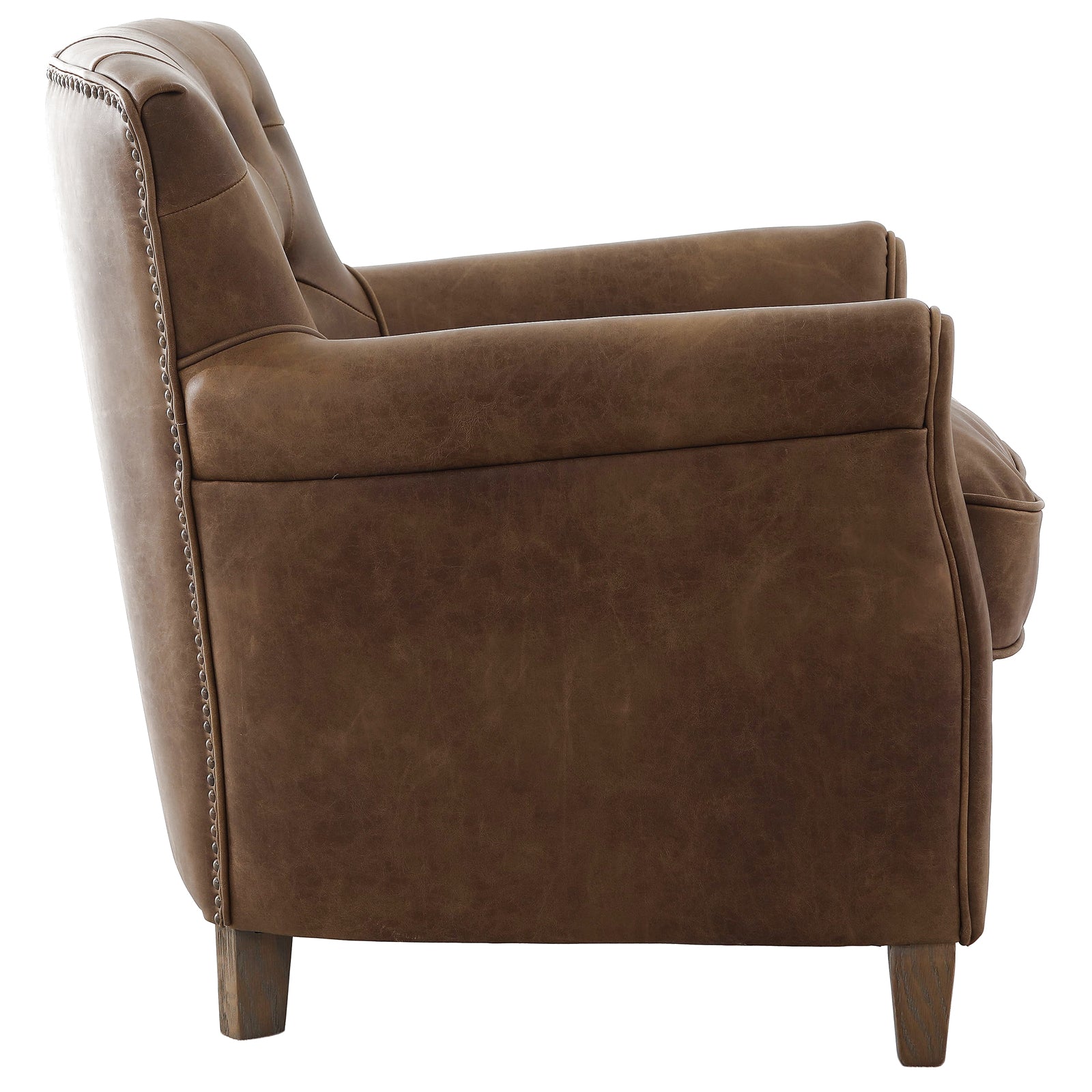 Oxford Club Chair in Chocolate Leather by Keiichi