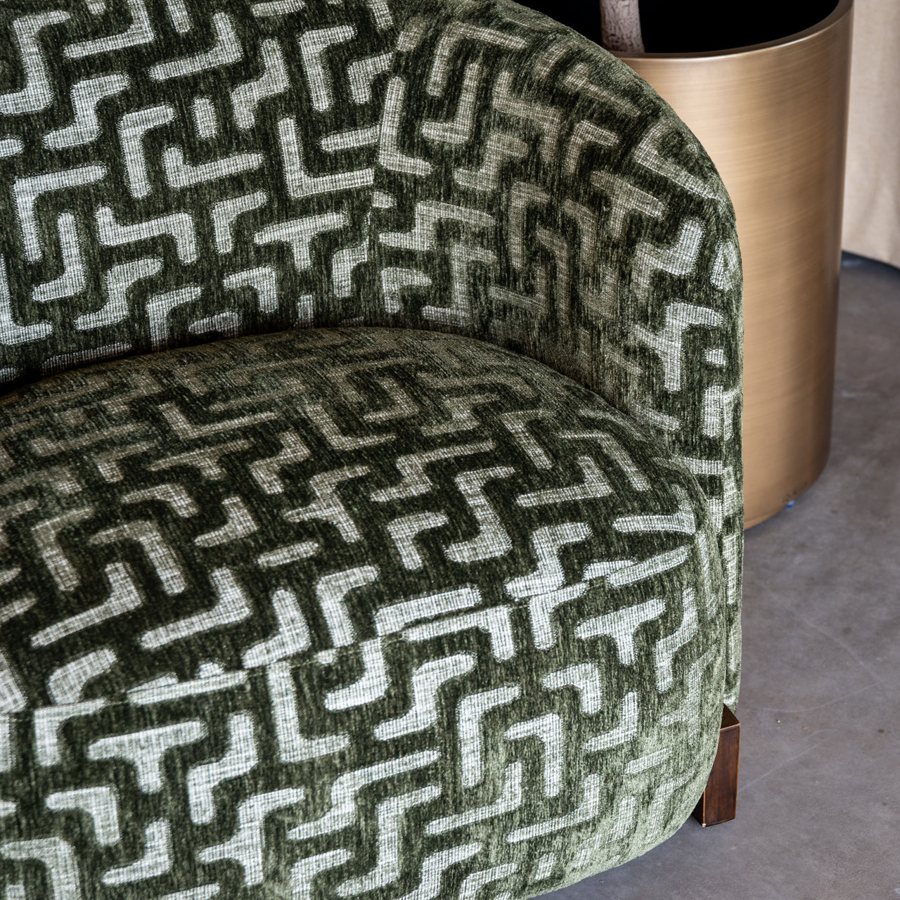 Hannah Moss Green Labyrinth Fabric Lounge Chair by Richmond Interiors