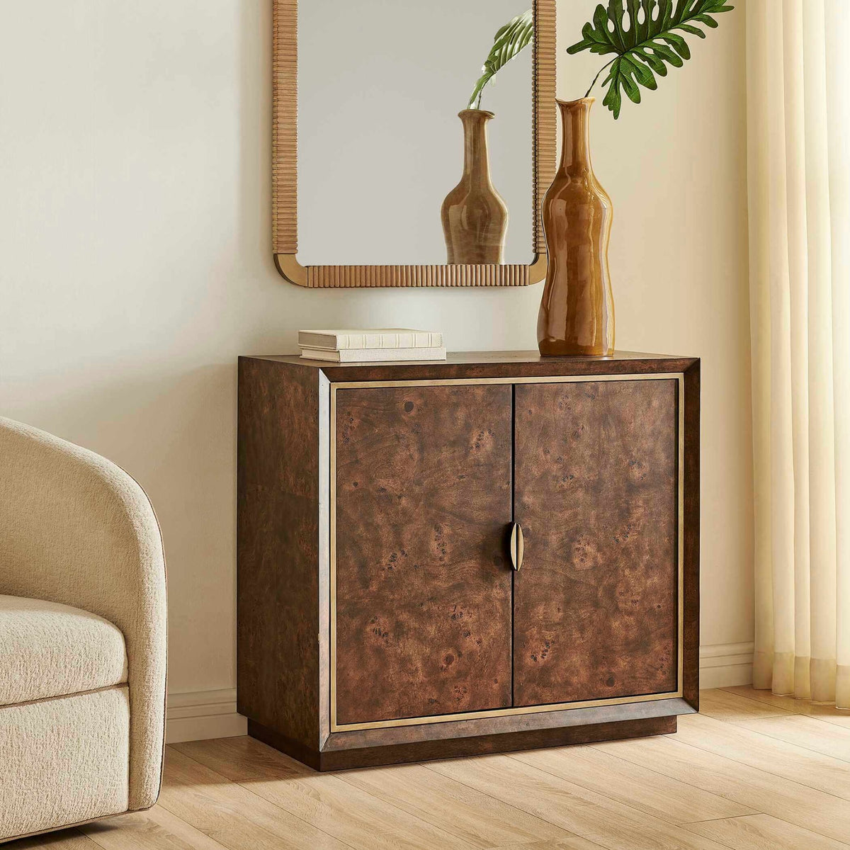 Flores Burl Wood 2 Door Cabinet Uttermost