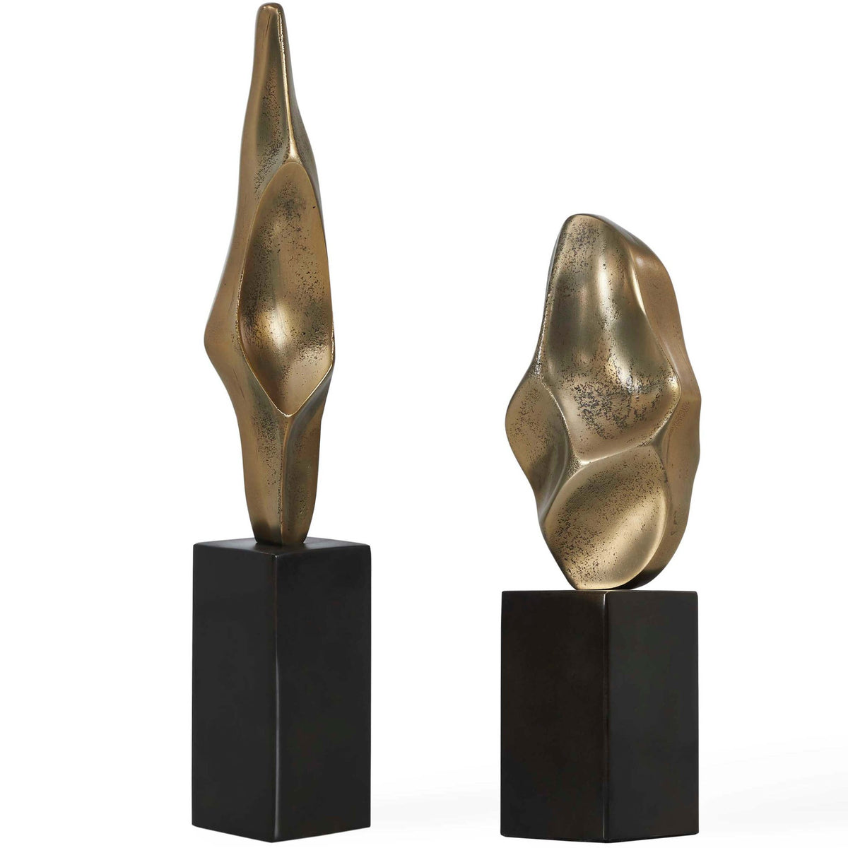 Fluid Geometry Gold Sculptures, Set of 2 Uttermost