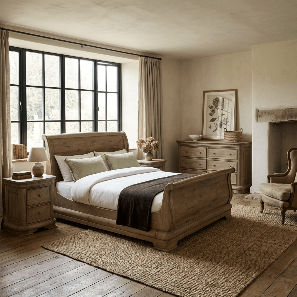 Fulbrook Oak King Size Sleigh Bed by Keiichi