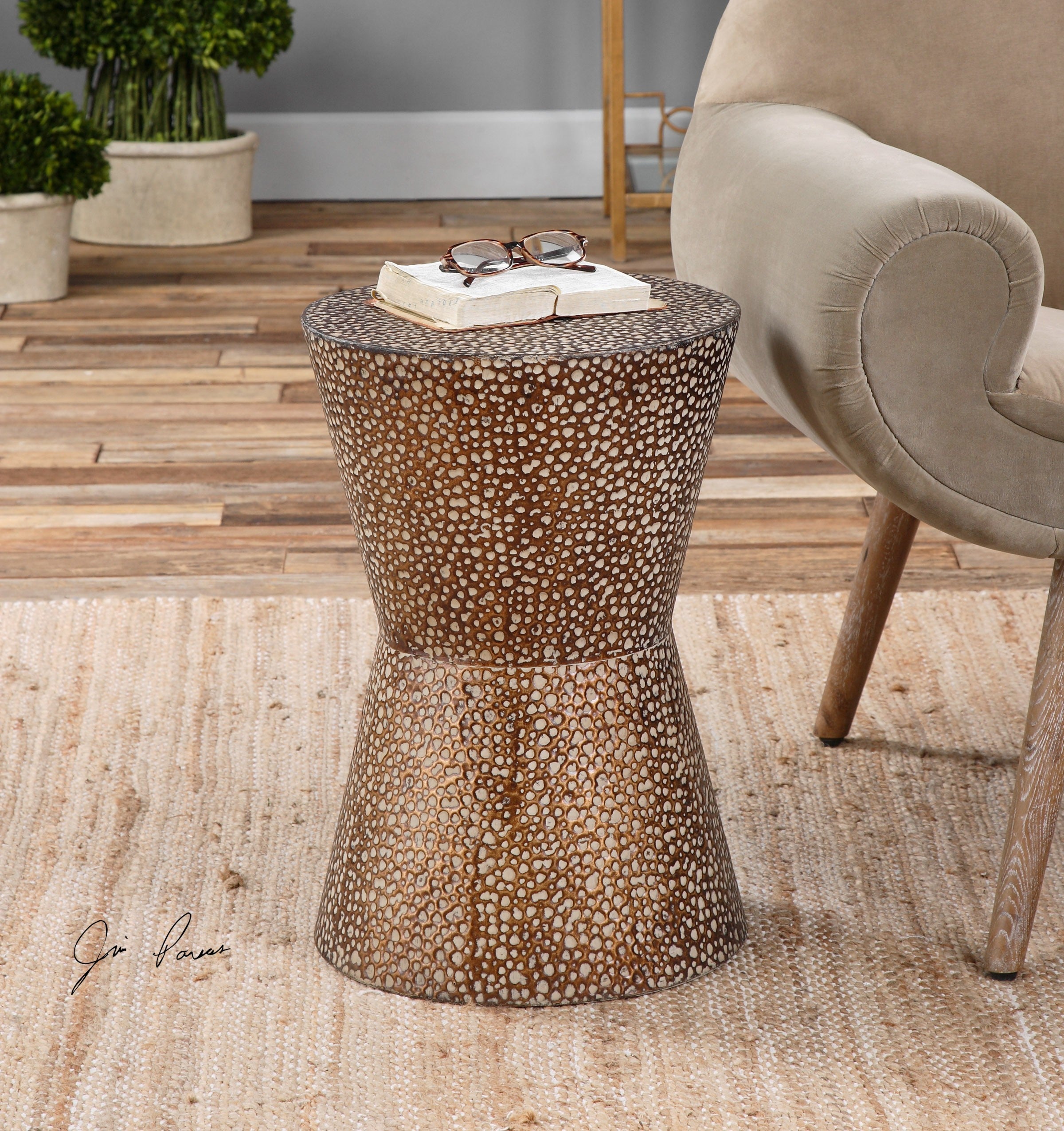 Cutler Drum Shaped Accent Table by Uttermost