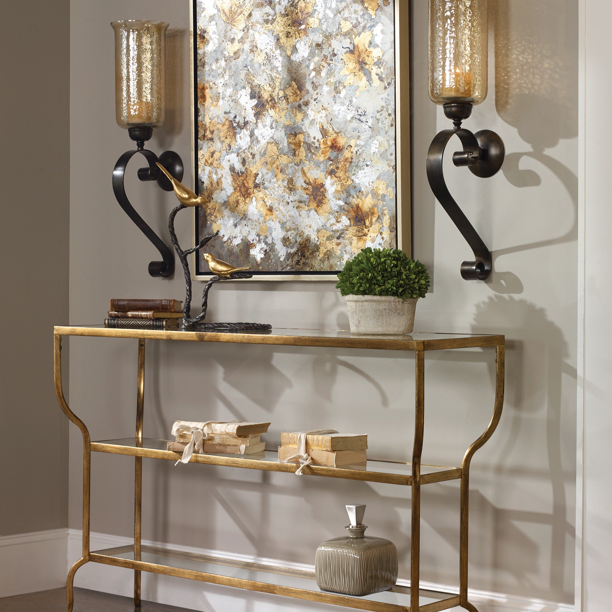 Deline Console Table in Gold by Uttermost