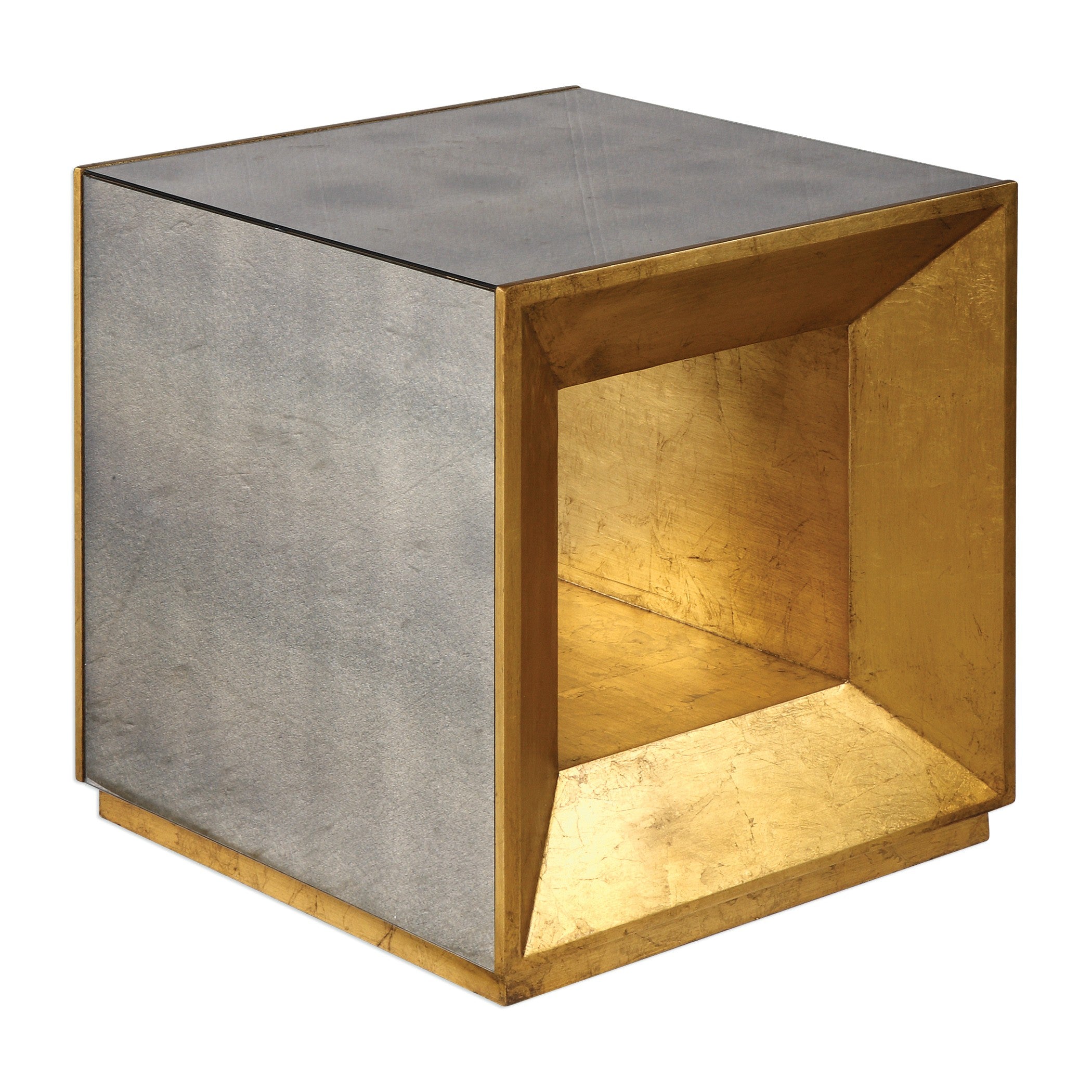 Flair Gold Cube Table by Uttermost