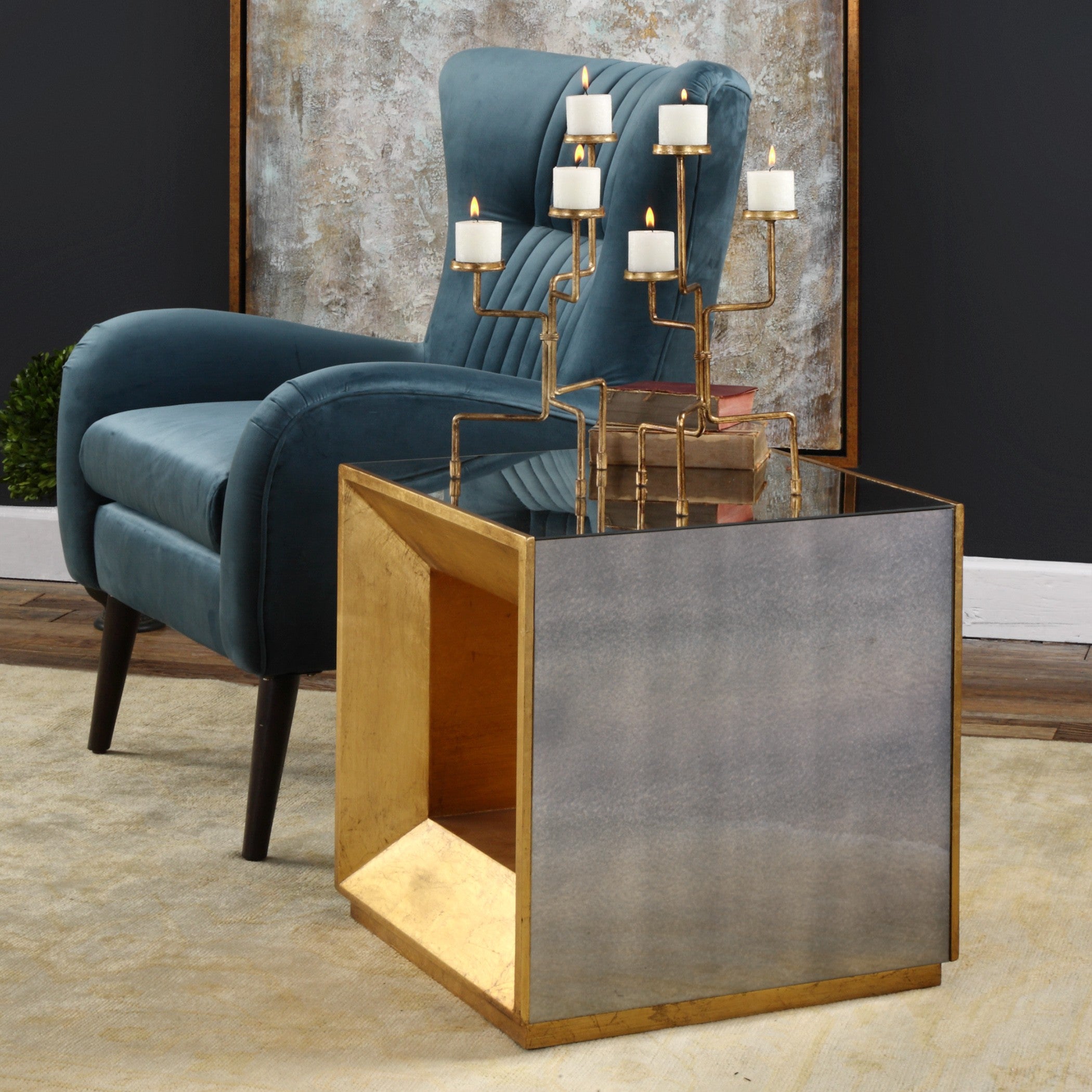 Flair Gold Cube Table by Uttermost