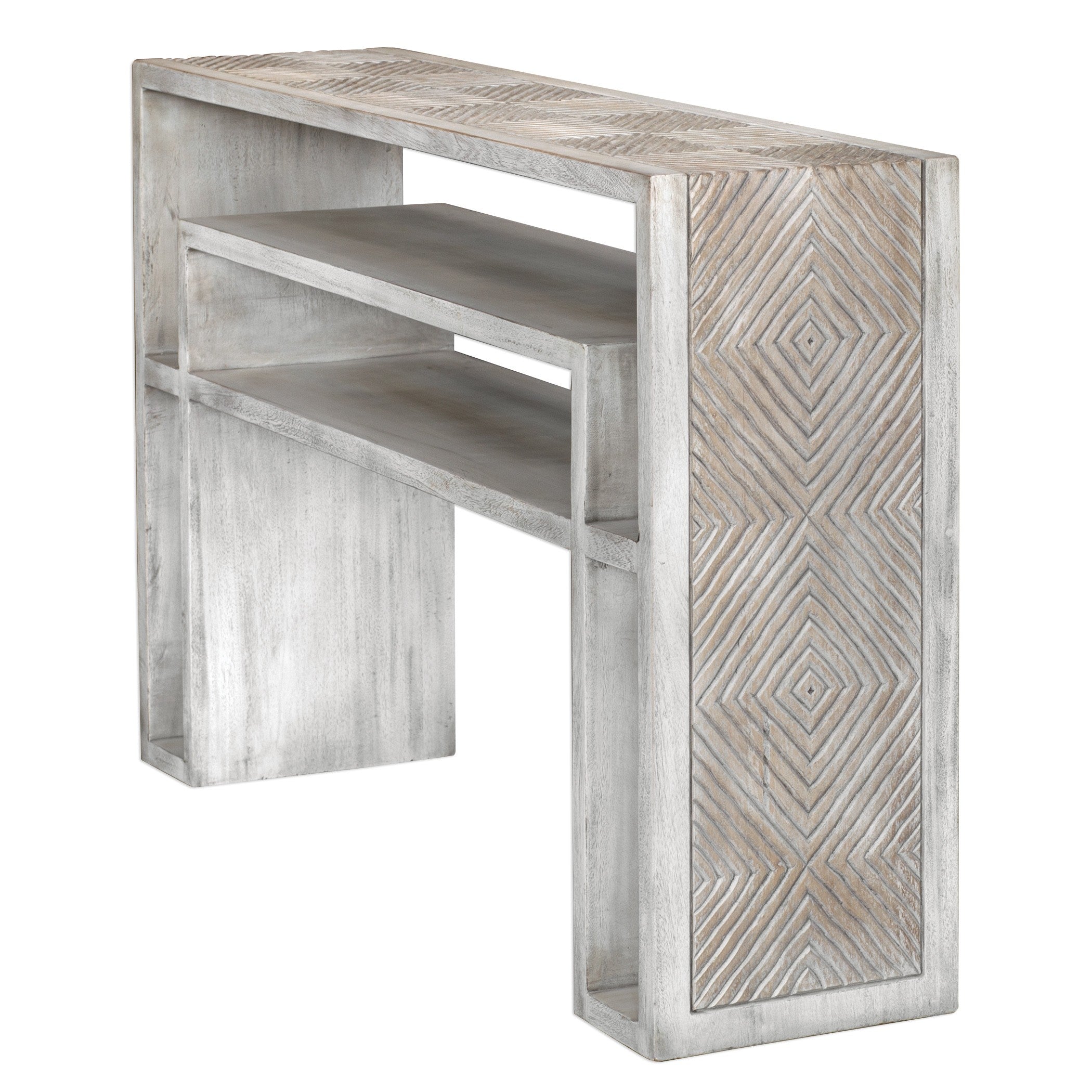 Genara Bone White Carved Console Table by Uttermost
