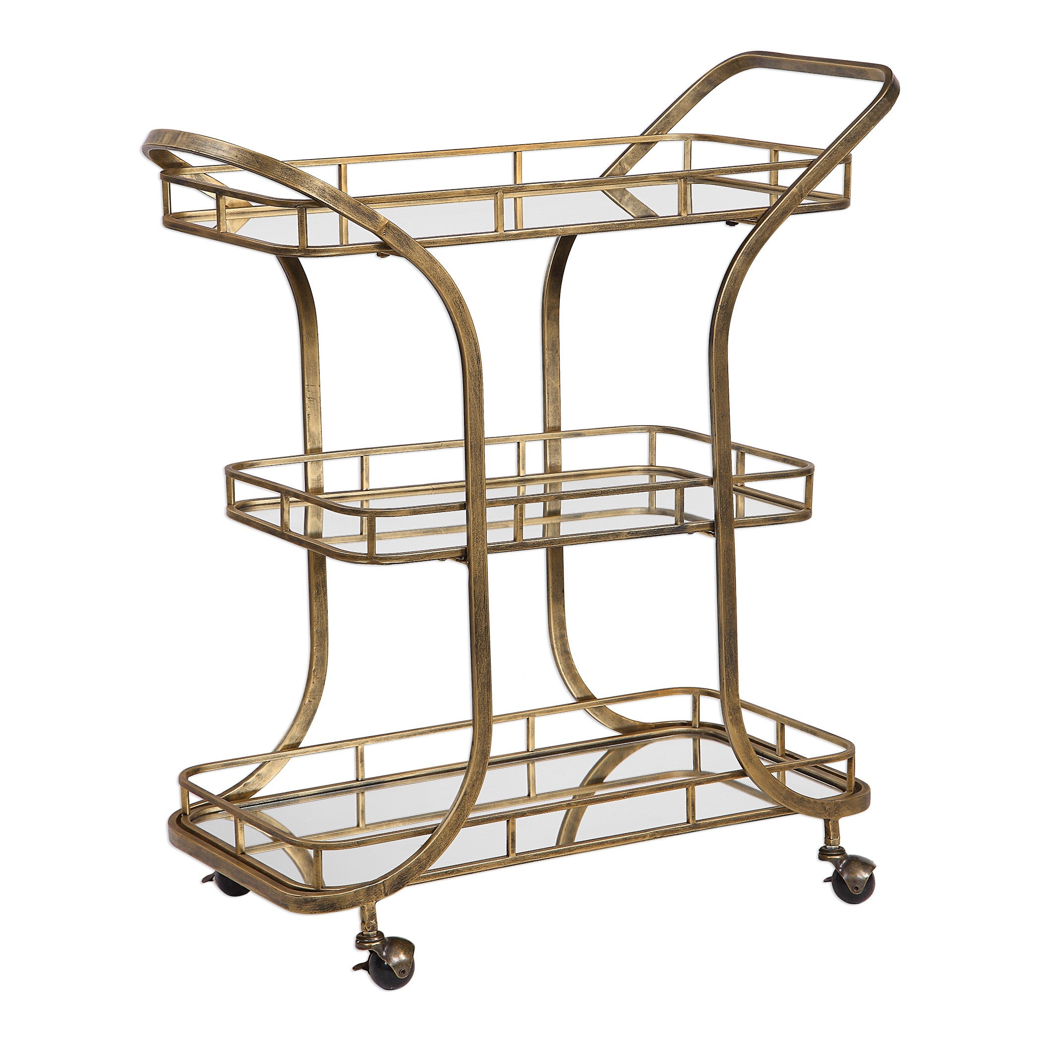 Stassi Gold Serving Cart in Gold by Uttermost