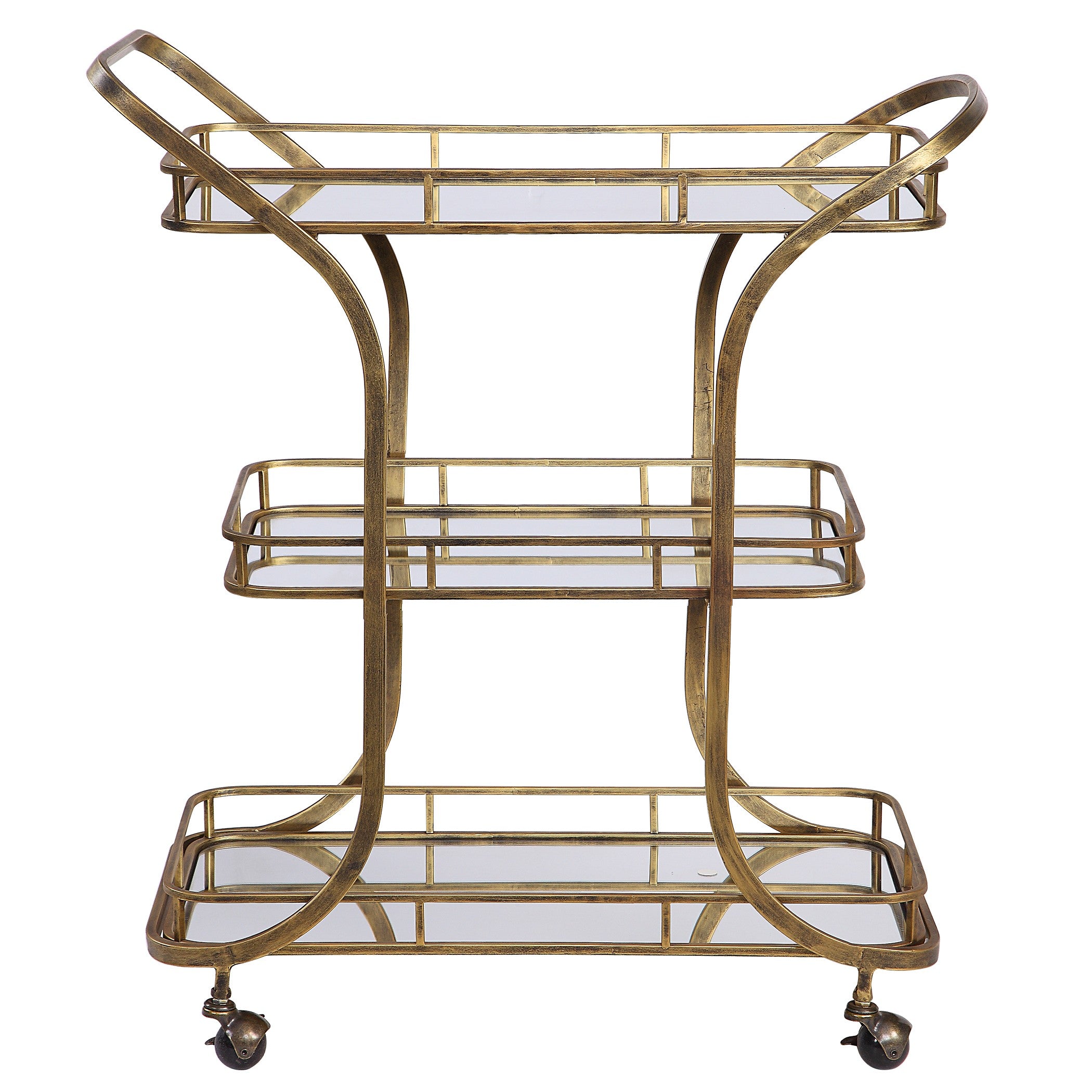 Stassi Gold Serving Cart in Gold by Uttermost