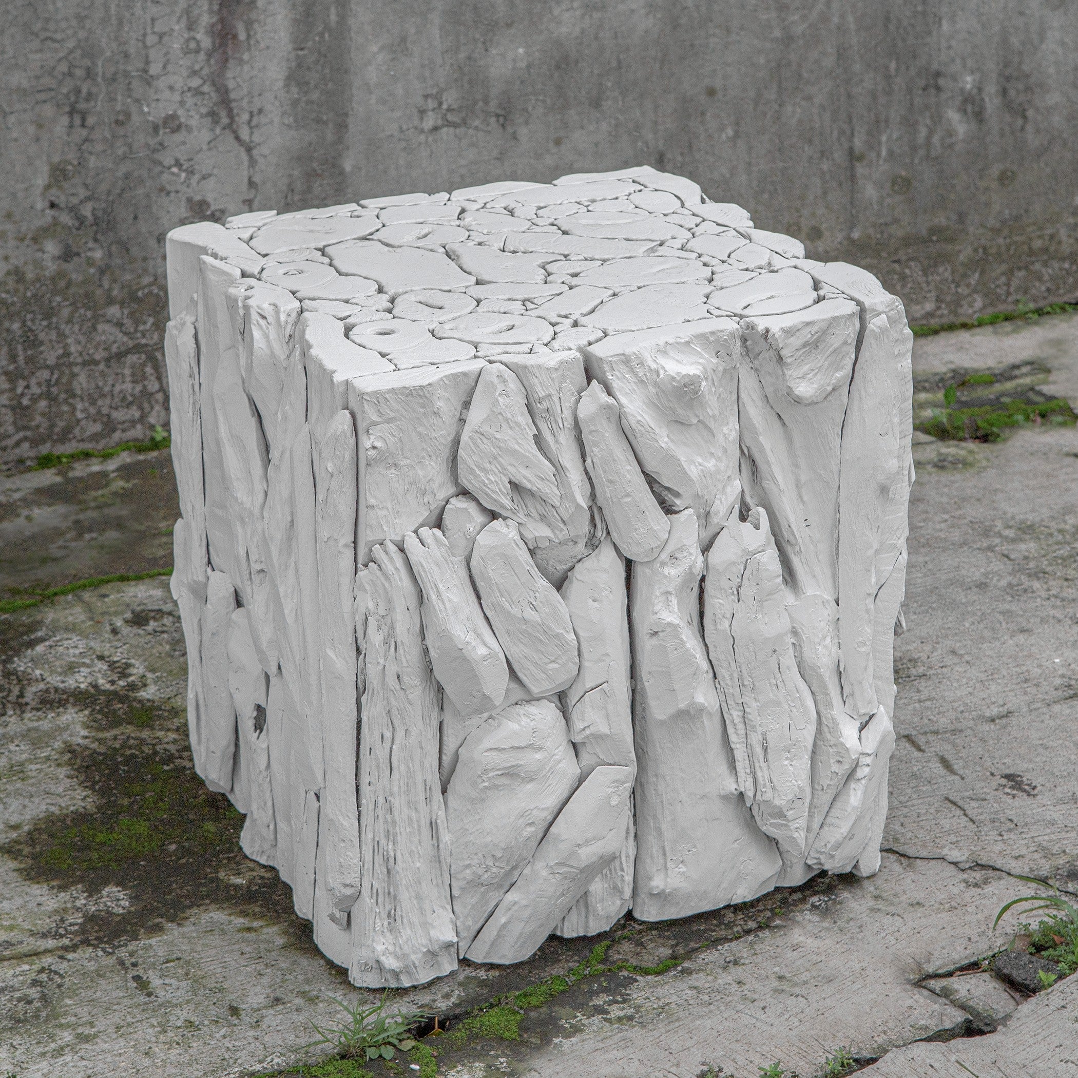 Teak Root White Bunching Cube by Uttermost