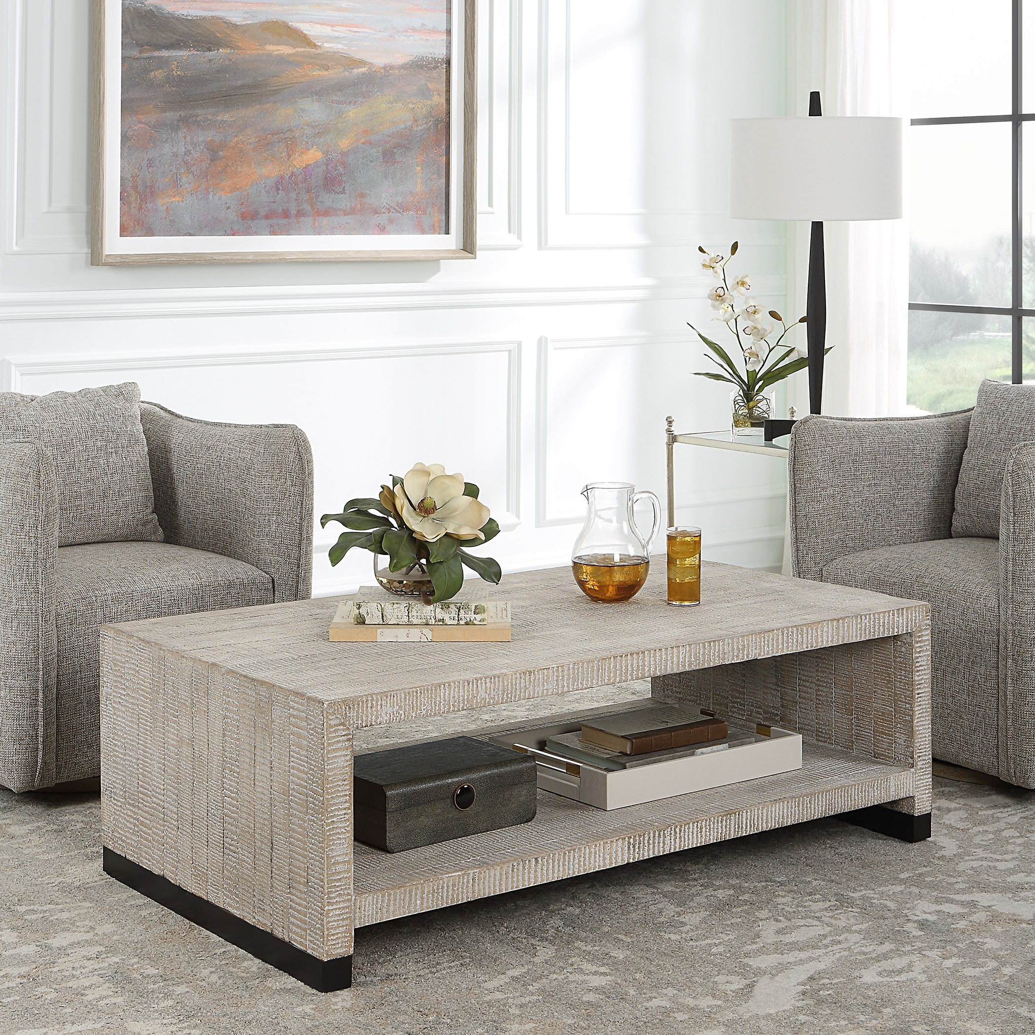 Bosk White Washed Coffee Table by Uttermost