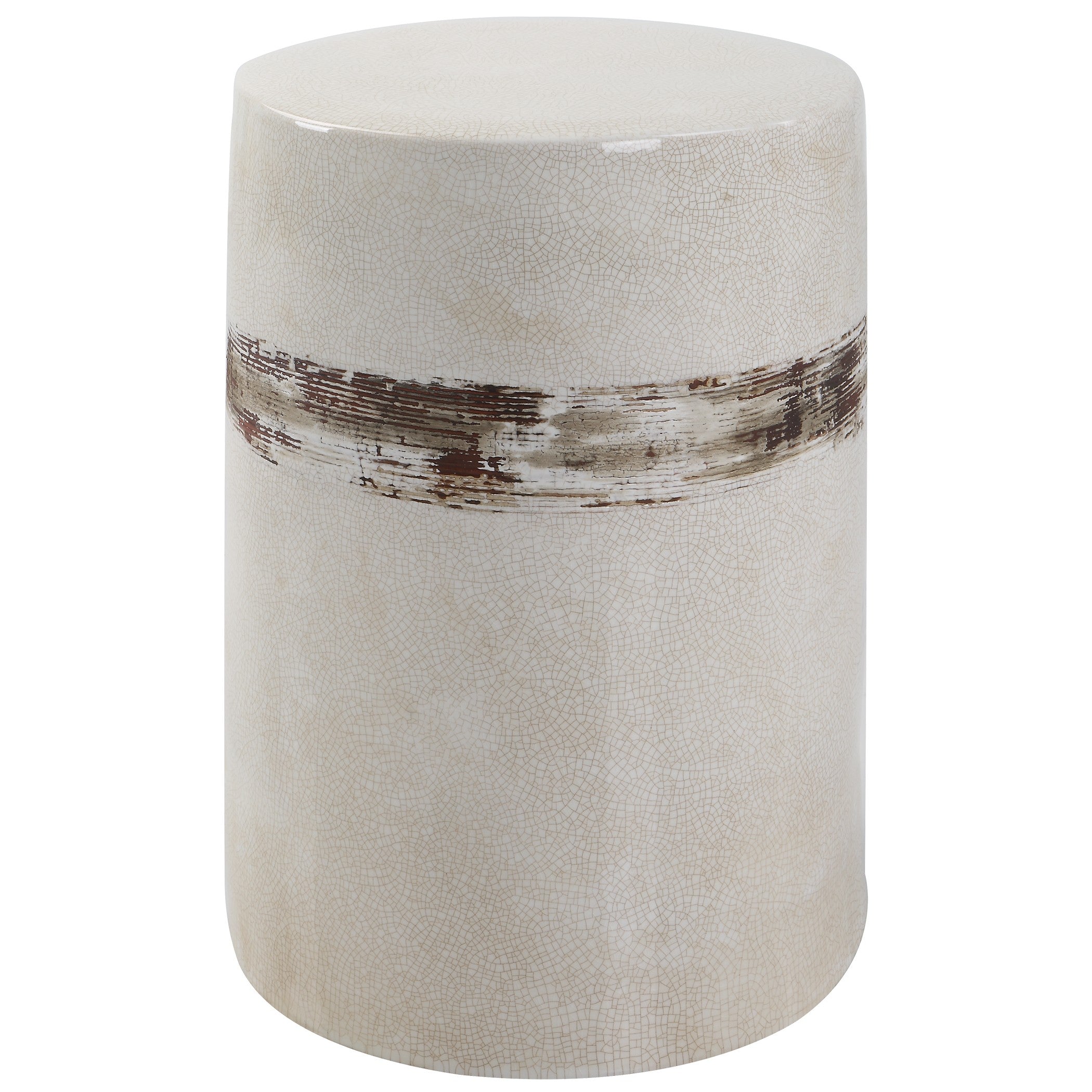 Comanche White Ceramic Garden Stool Uttermost