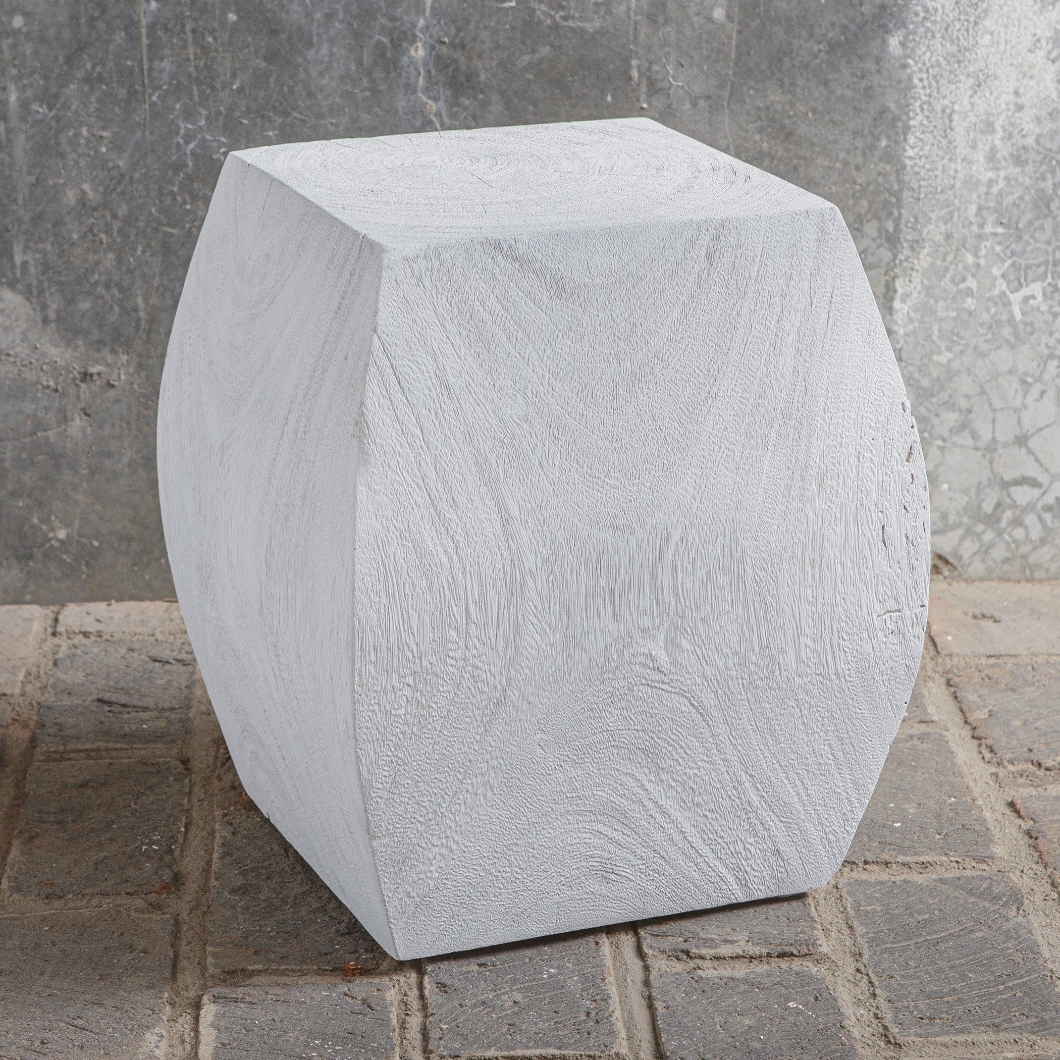 Grove Ivory Wooden Accent Stool by Uttermost