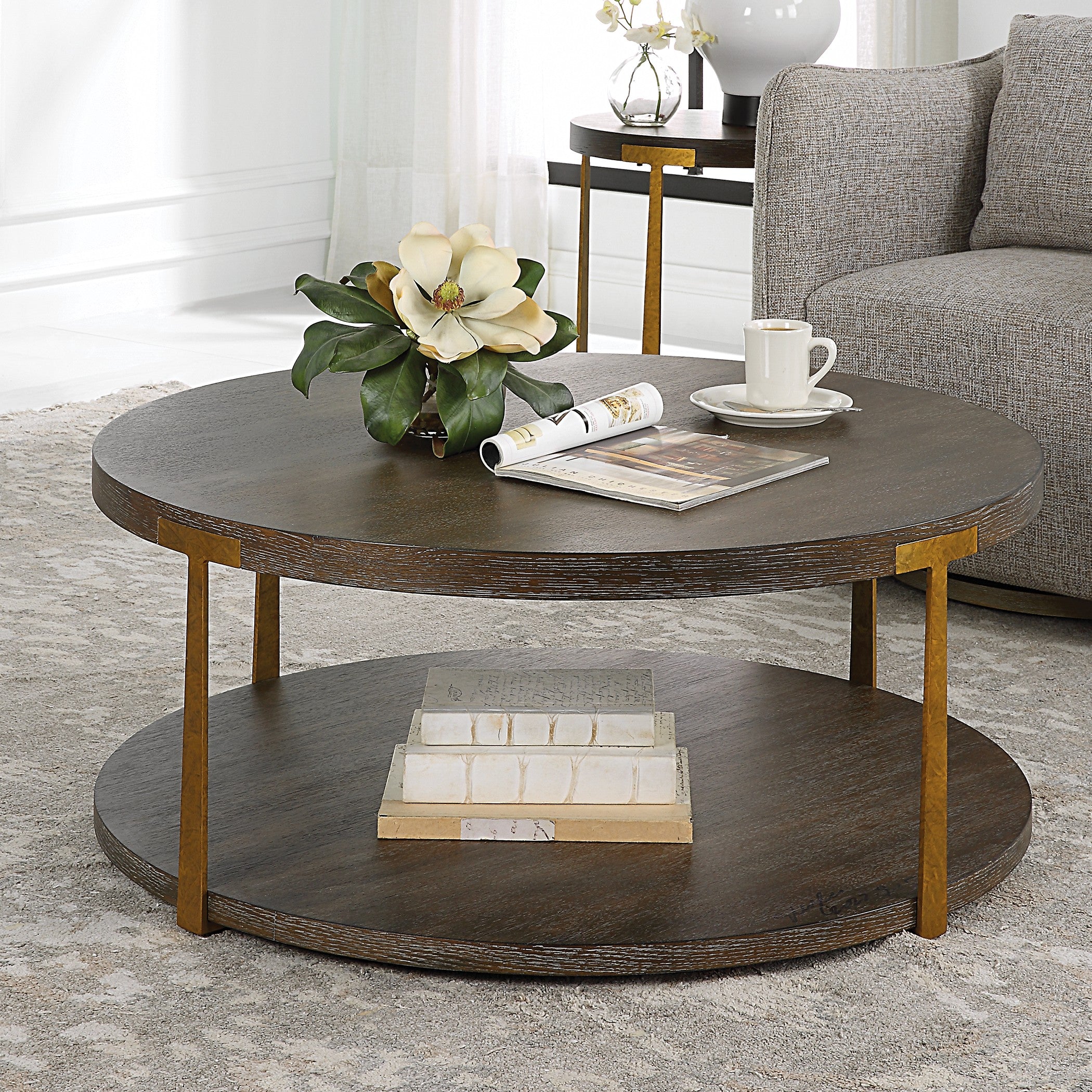 Palisade Round Wood Coffee Table by Uttermost