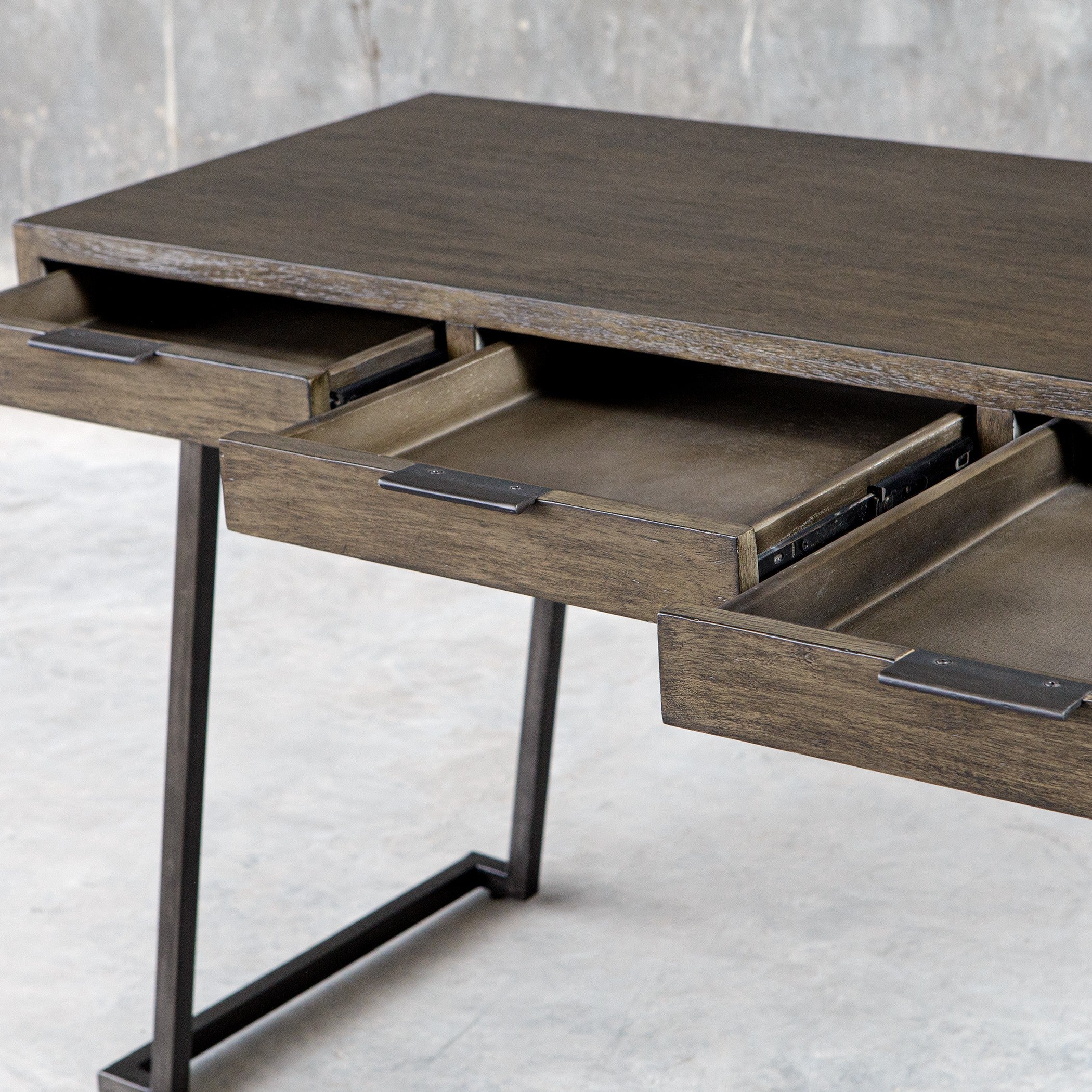 Comrade Mango Wood Desk with Aged Steel Base by Uttermost