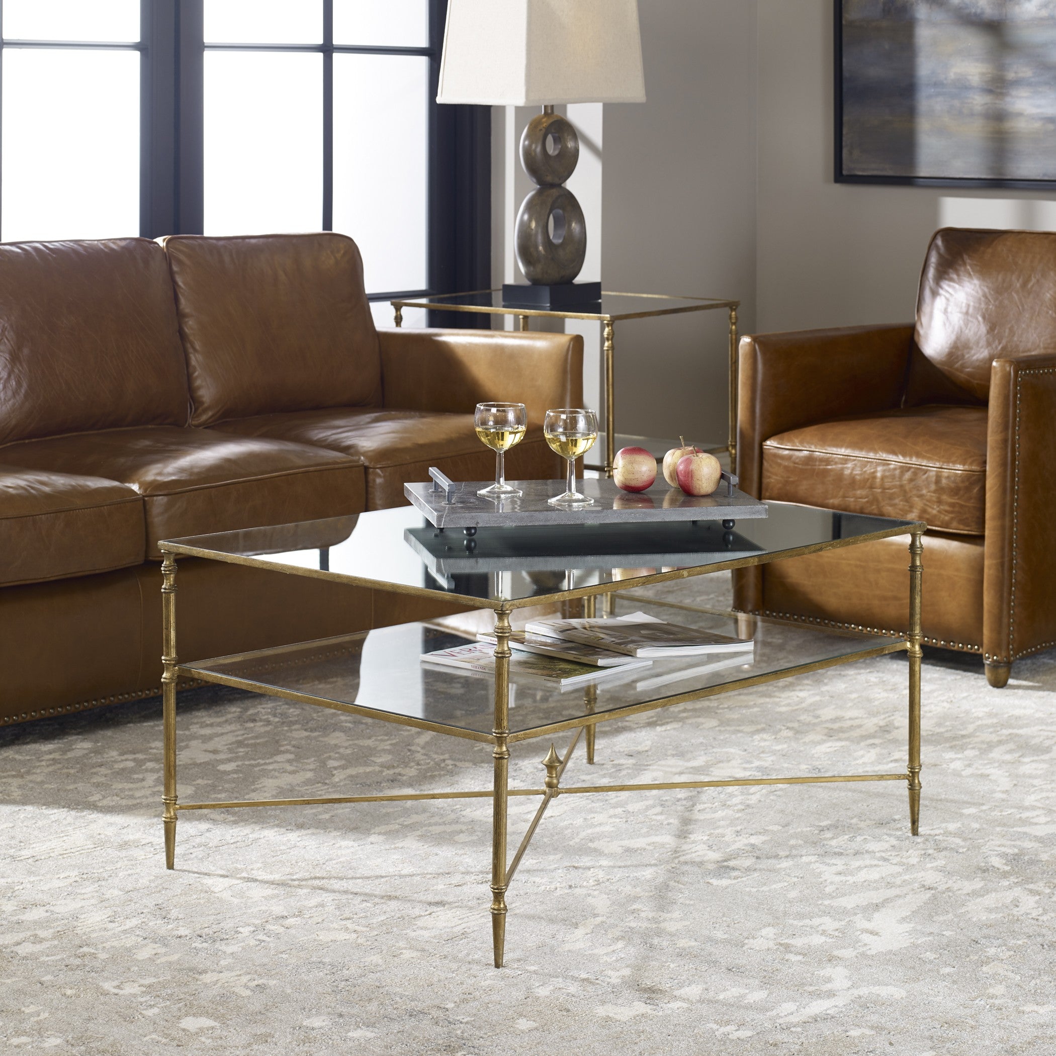 Henzler Mirrored Glass Coffee Table by Uttermost