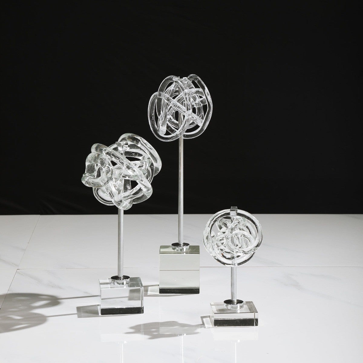 Neuron Glass Table Top Sculptures - Set of 3 by Uttermost