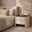 Ruffia Matte Beidge & Walnut Bedside Table by Tommy Franks