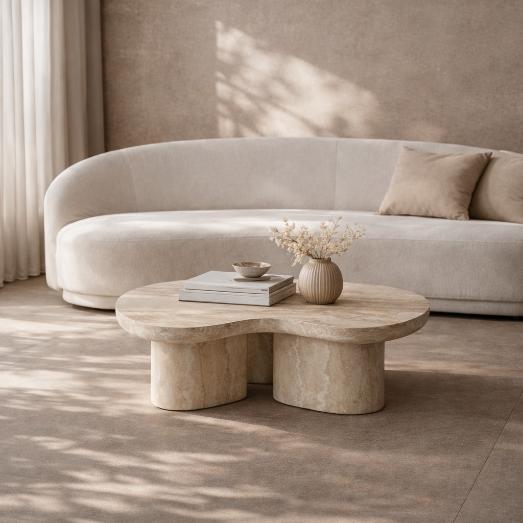 Lilac Faux Travertine Coffee Table by Tommy Franks