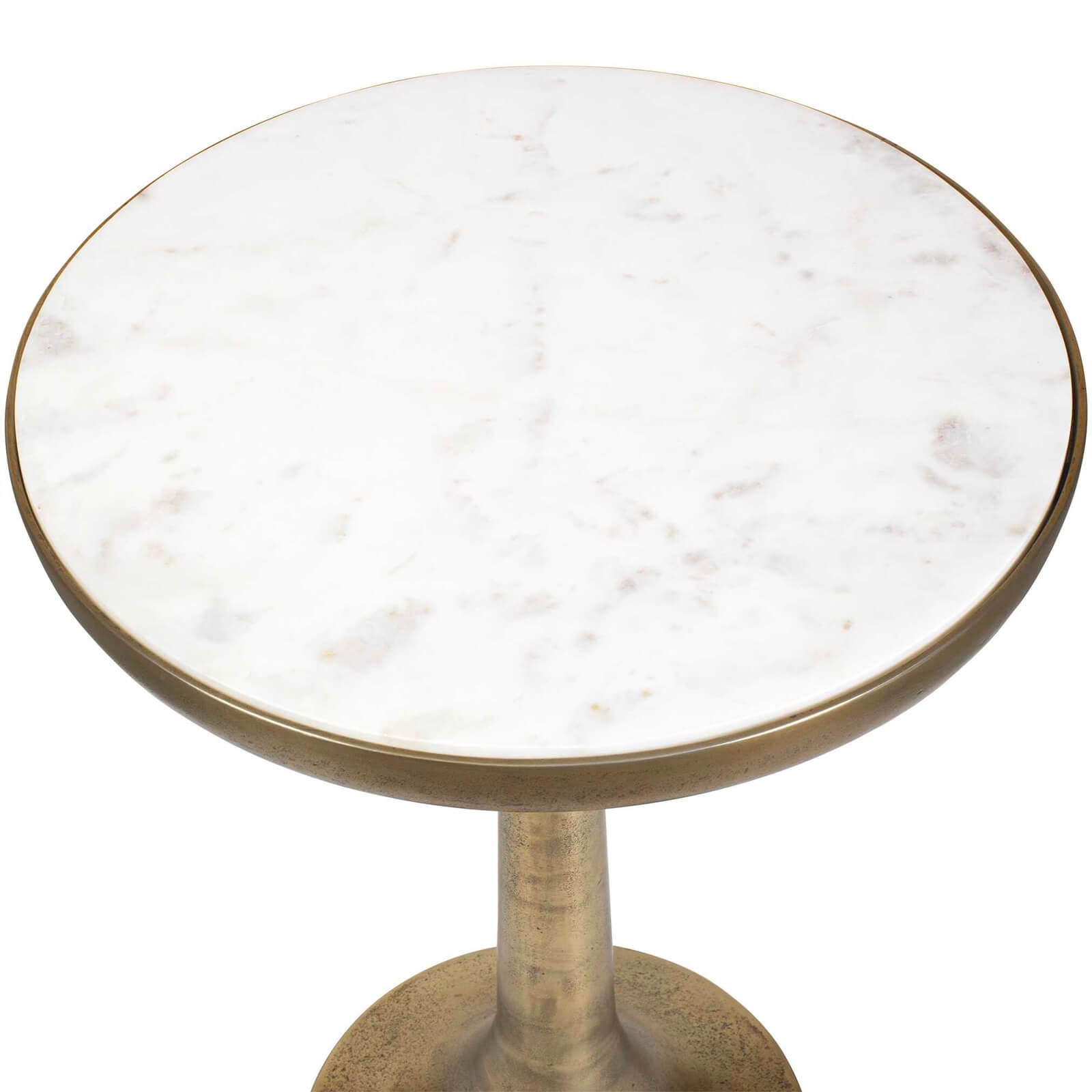 Gianno Round Side Table in White Marble by Uttermost