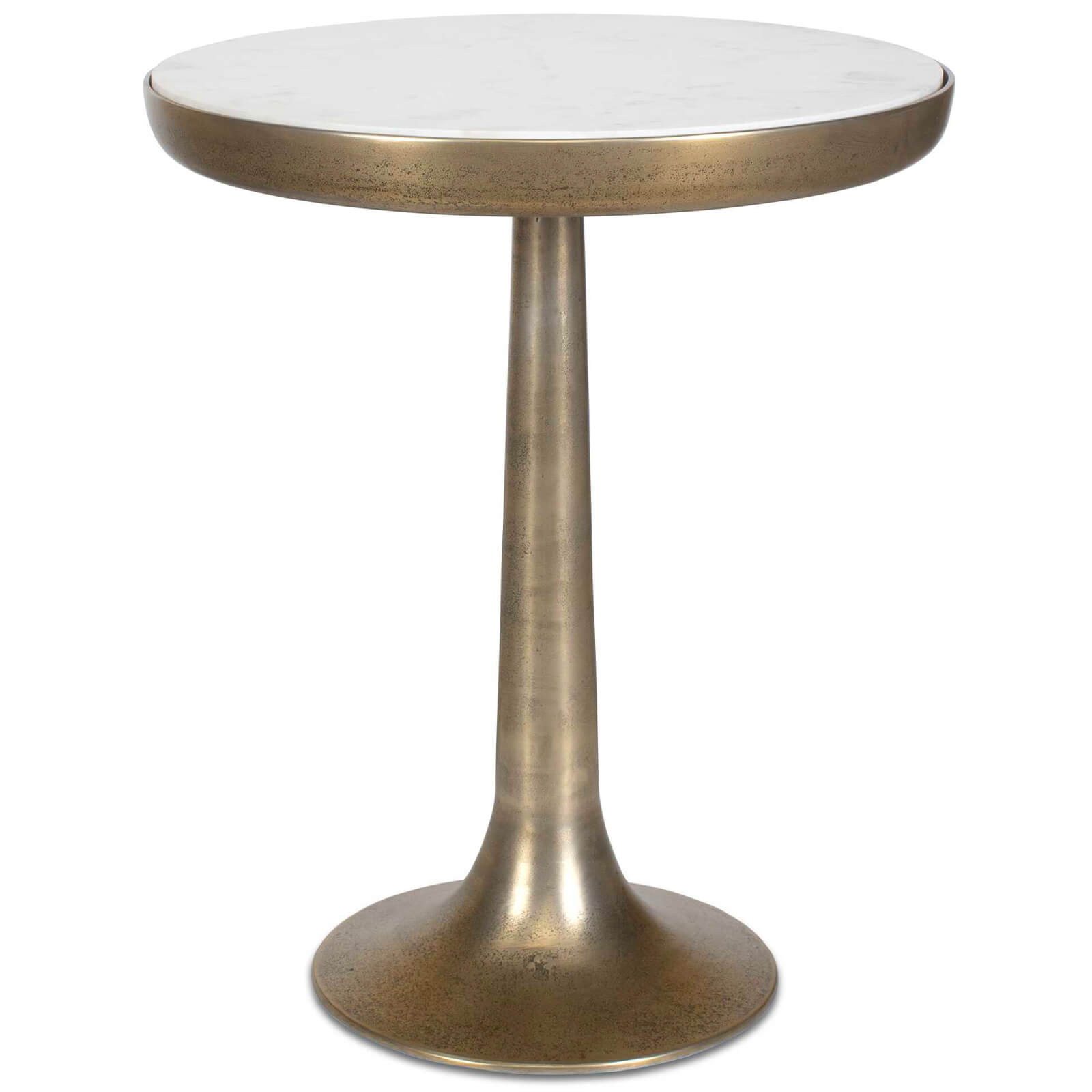 Gianno Round Side Table in White Marble by Uttermost