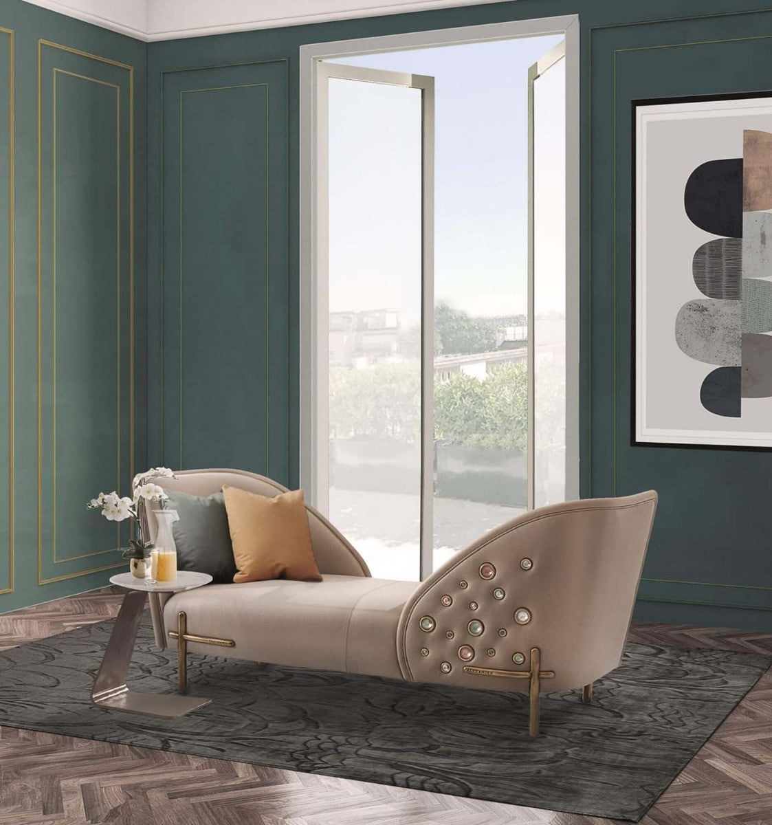 Grace Cantilever Accent Table in Marble by Theodore Alexander