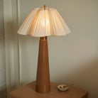 Sylva Table Lamp in Antique Brass & Ceramic with White Cotton Light Shade by Heathfield & Co