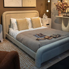 Capela King Size Bed Frame Sand Bareta Fabric Upholstery by Liang & Eimil