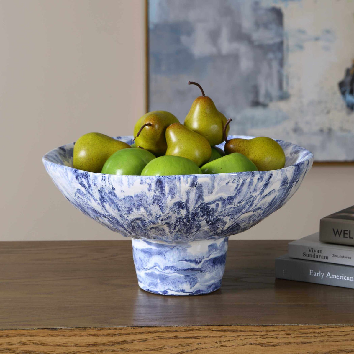 Indigo Marble Pedestal Bowl by Uttermost