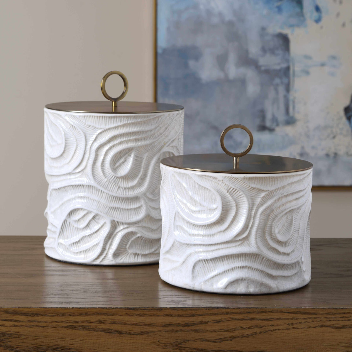 Ivory Tide Canisters, Set of 2 by Uttermost