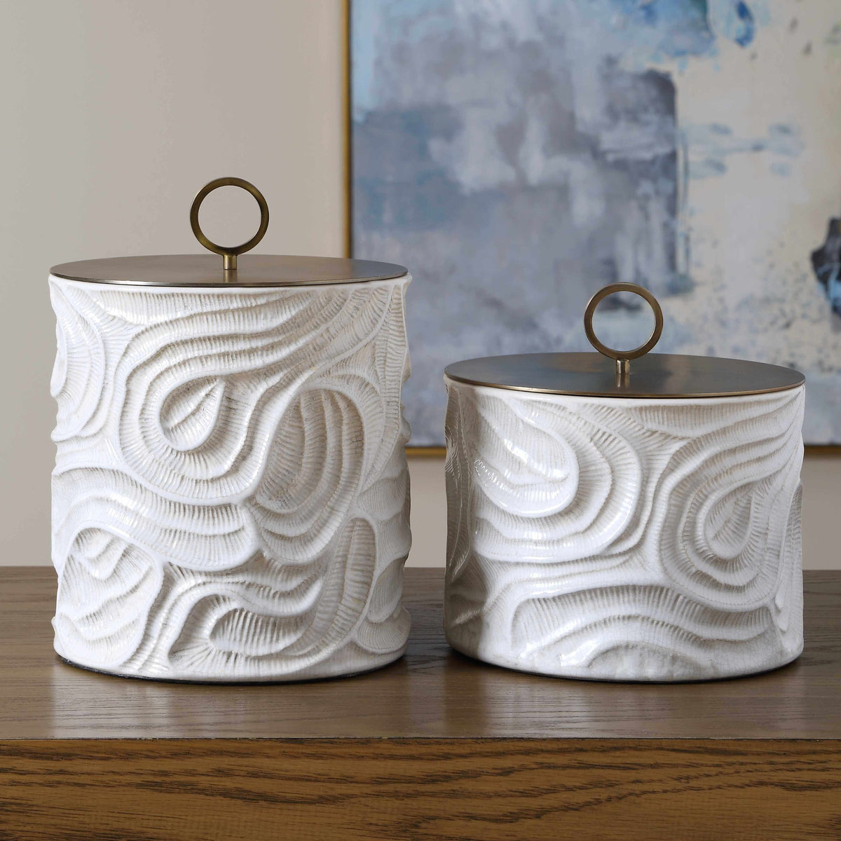 Ivory Tide Canisters, Set of 2 Uttermost
