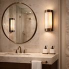 Vetra Brushed Bronze Wall Light with Natural Selenite Glass Shade by Liang & Eimil