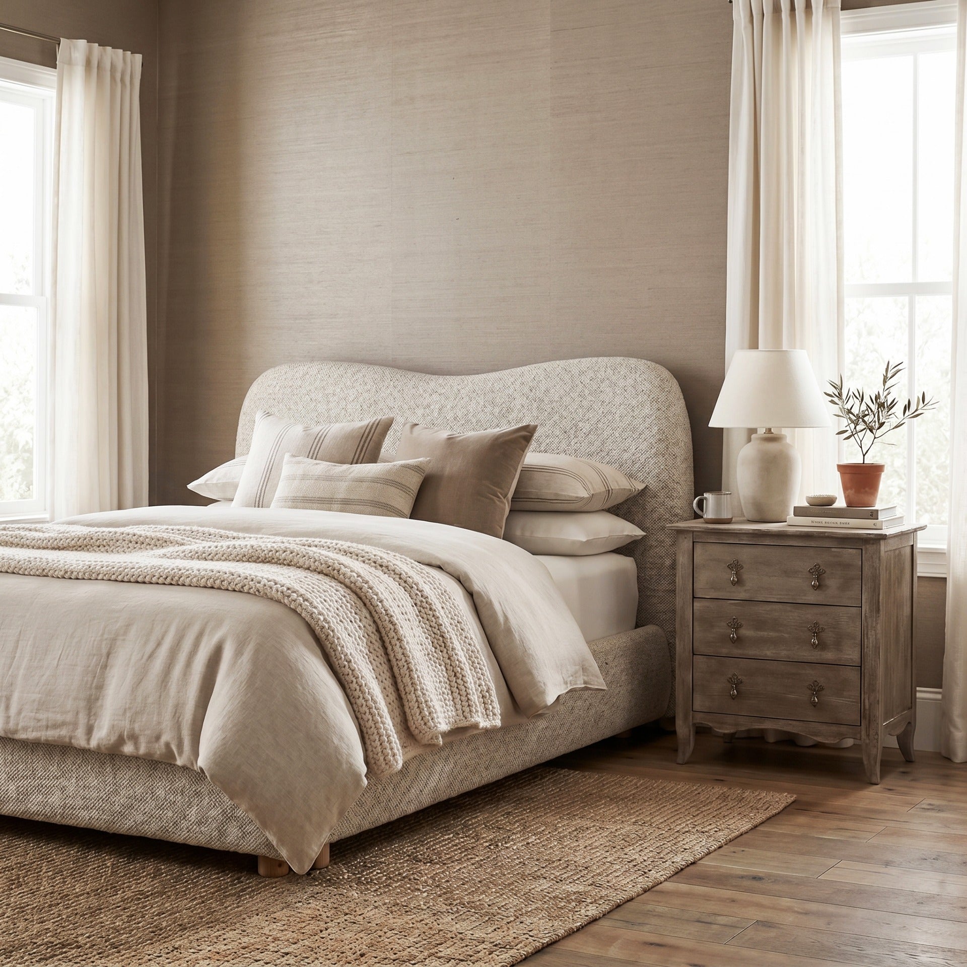 Chadlington Curved Upholstered Bed - Super King by Keiichi