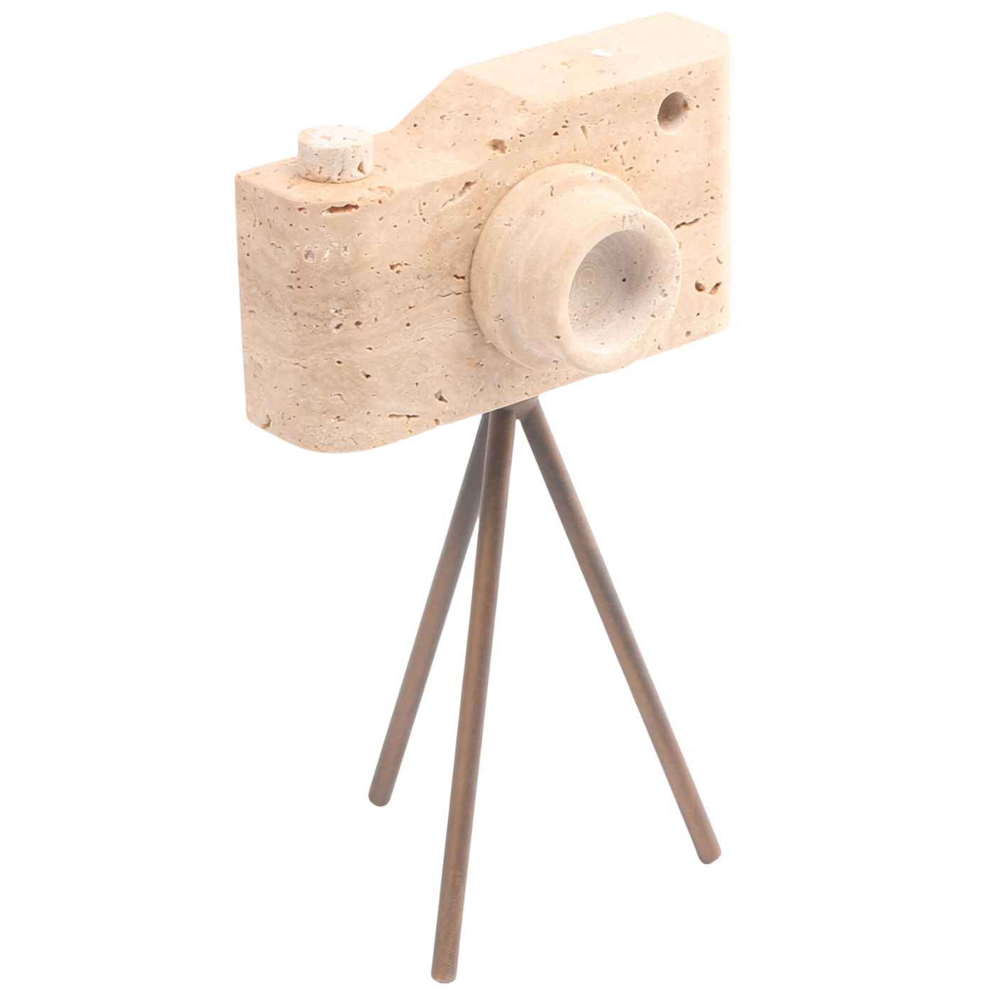 Shutterclick Sculpture in Travertine - Small by Keiichi