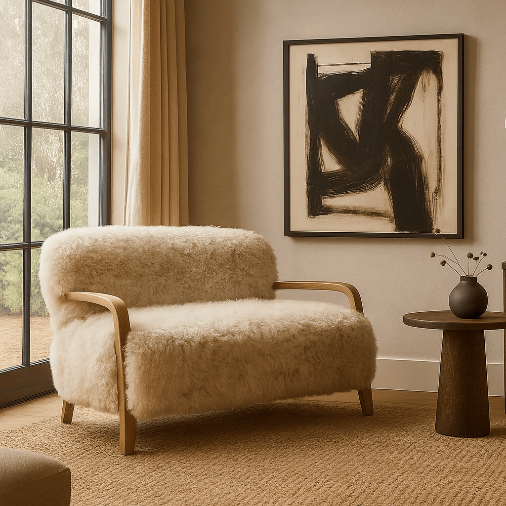 Baaarb Sofa in Natural Real Long Sheepskin by Keiichi