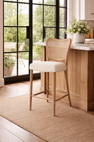 Chadlington Rattan and Natural Linen Counter Stool by Keiichi