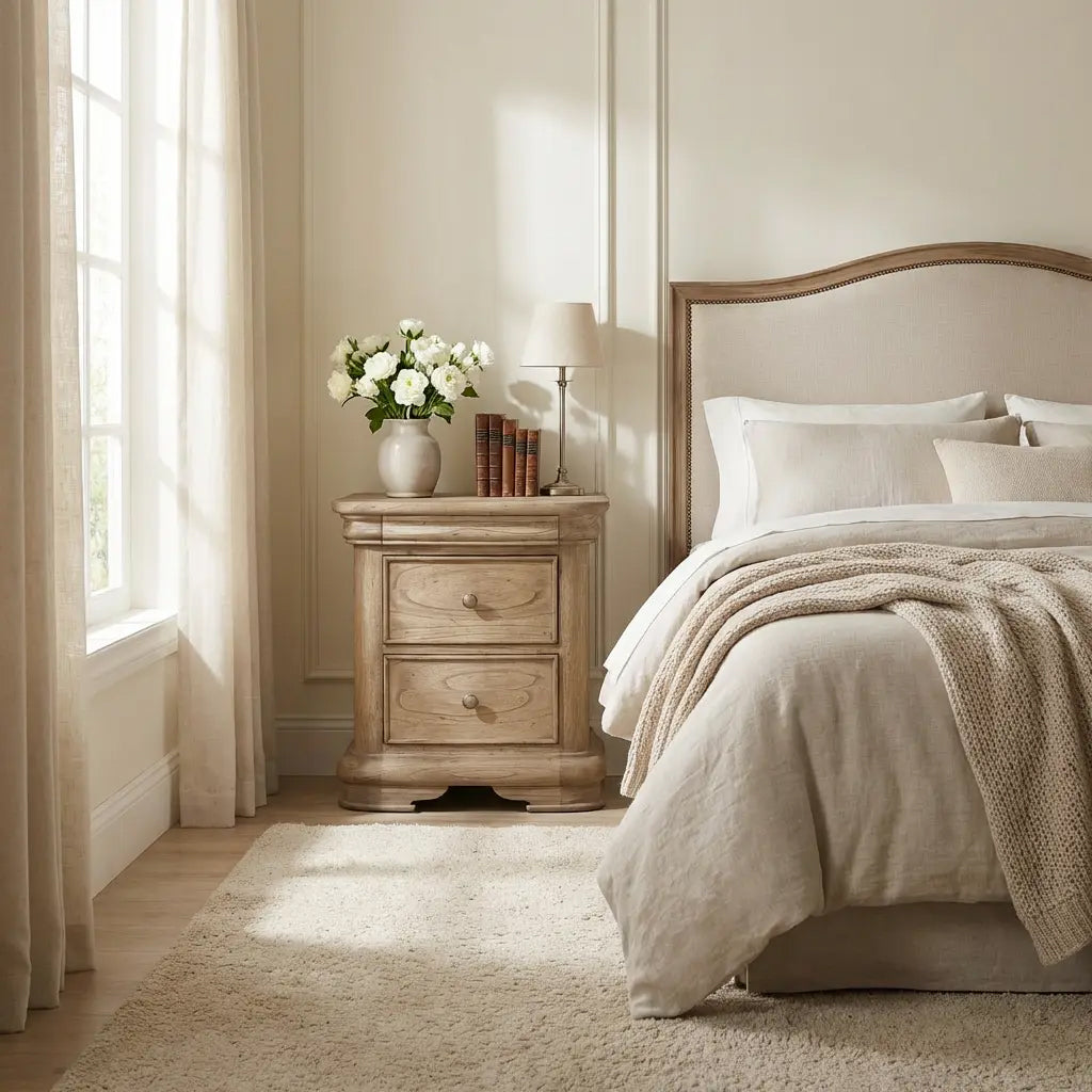 Fulbrook Oak 3 Drawer Bedside Table by Keiichi