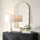 Irregular Arched Mirror in Gold Leaf by Keiichi