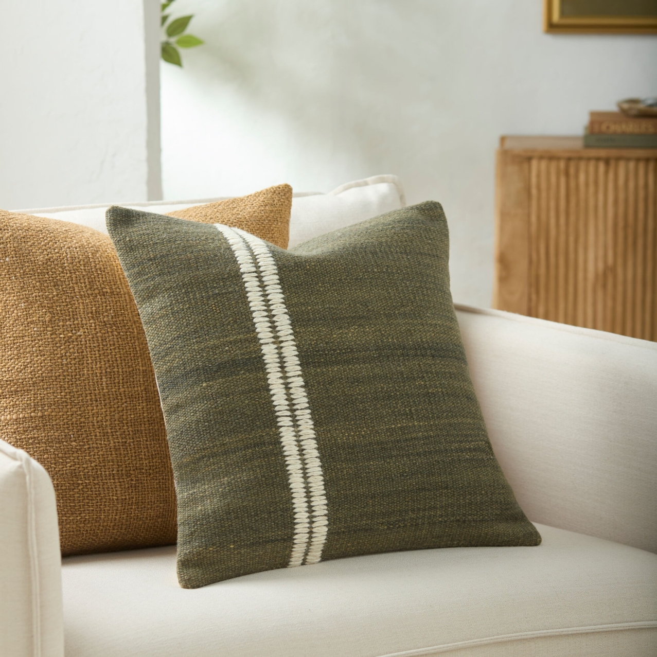 Jundah Woven Cushion in Moss by Keiichi