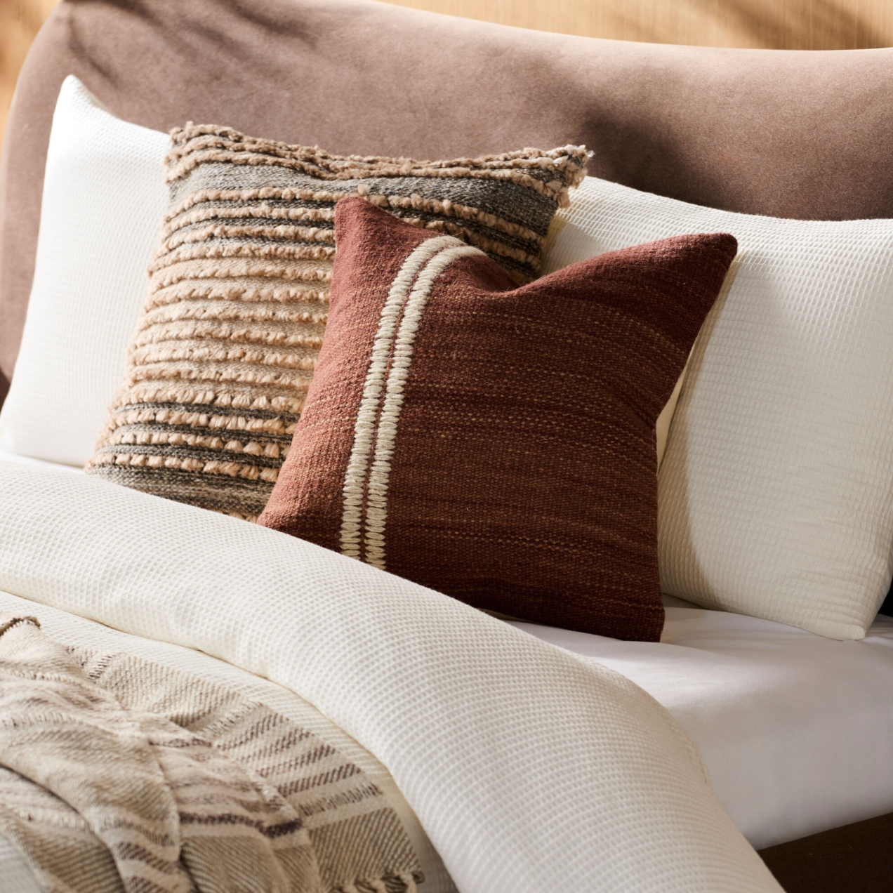 Jundah Woven Cushion in Warm Red by Keiichi