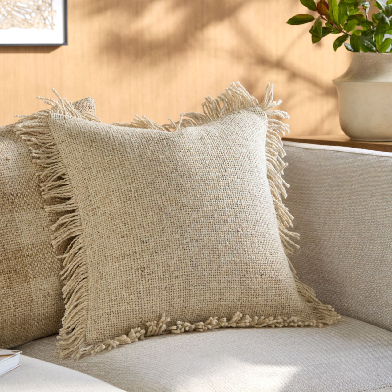 Marisol Hand Woven Cushion in Natural by Keiichi