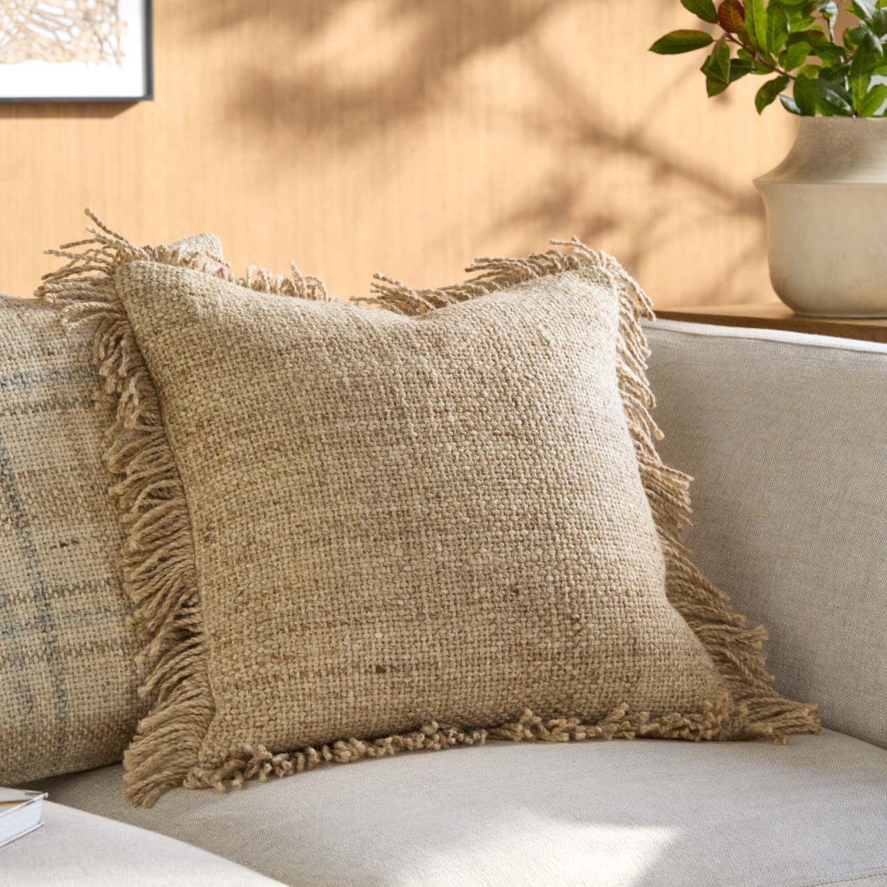 Marisol Hand Woven Cushion in Warm Natural by Keiichi