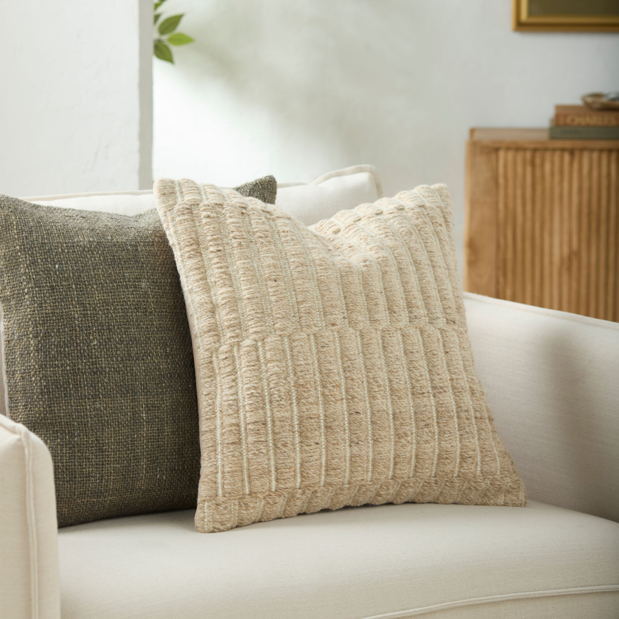 Marzano Hand Woven Cushion in Warm Natural by Keiichi