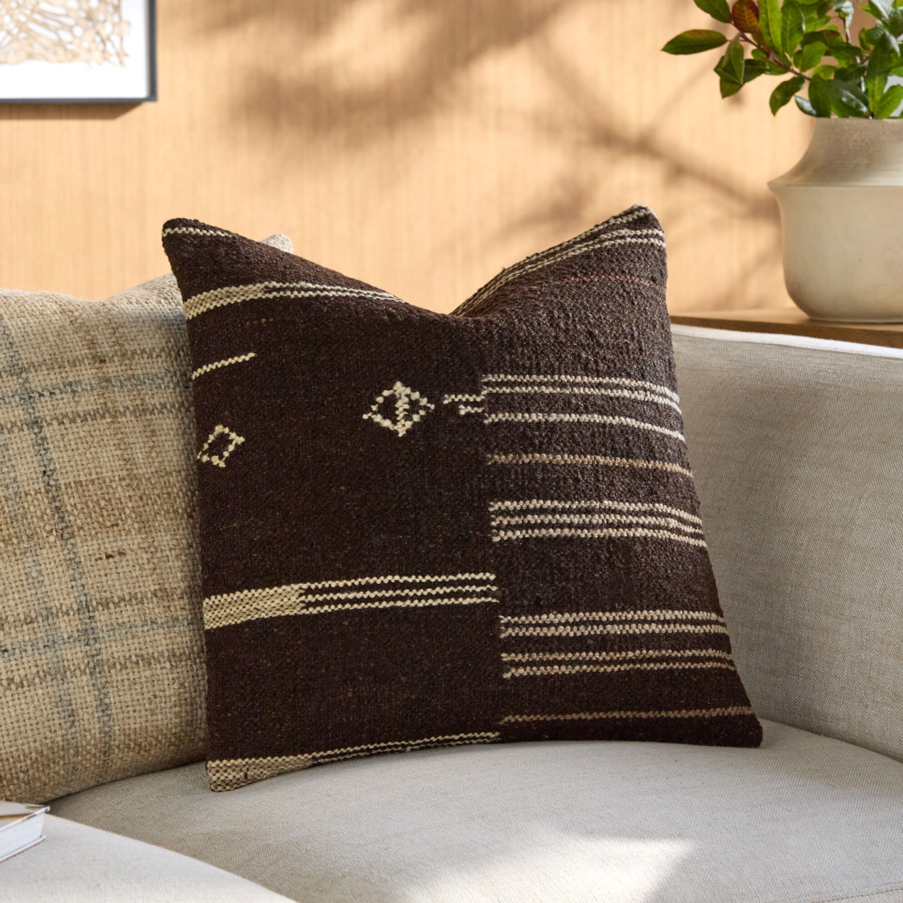 Solea Hand Woven Cushion in Dark by Keiichi