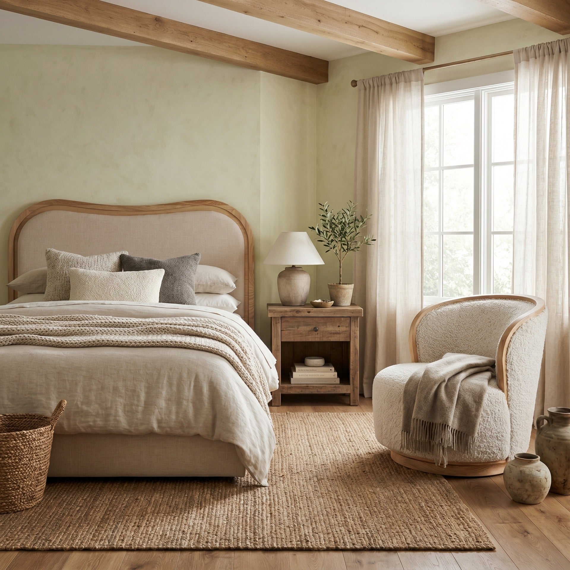Sandford Curved Upholstered Bed – Super King Bed Frame by Keiichi