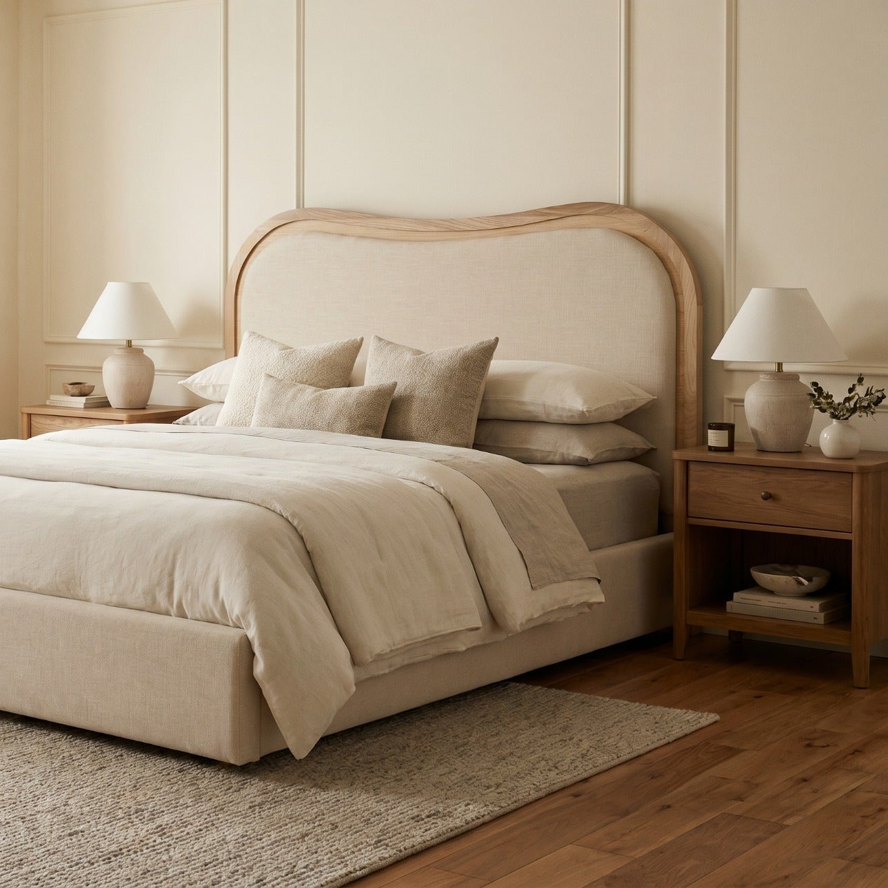 Sandford Curved Upholstered Bed - King Size by Keiichi