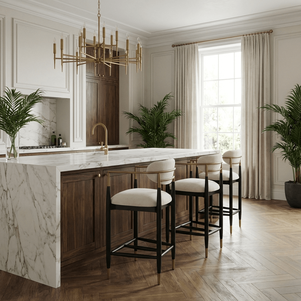 Soho Counter Stool in Ebony and Brass Finish Keiichi