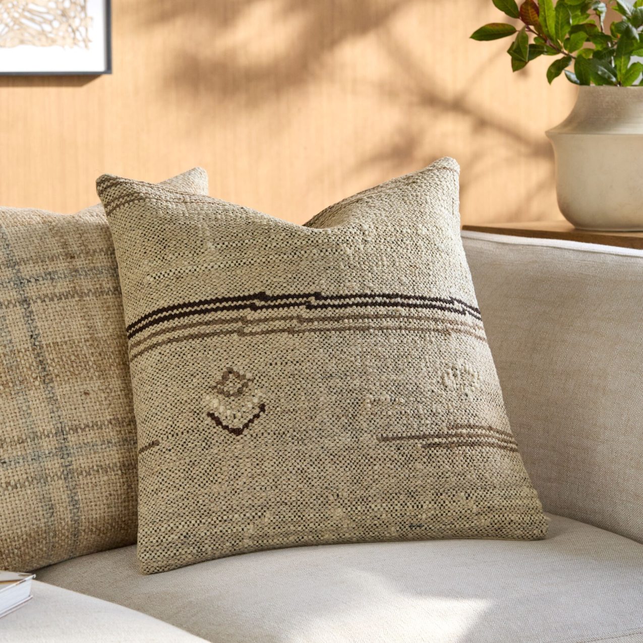 Solea Hand Woven Cushion in Light by Keiichi