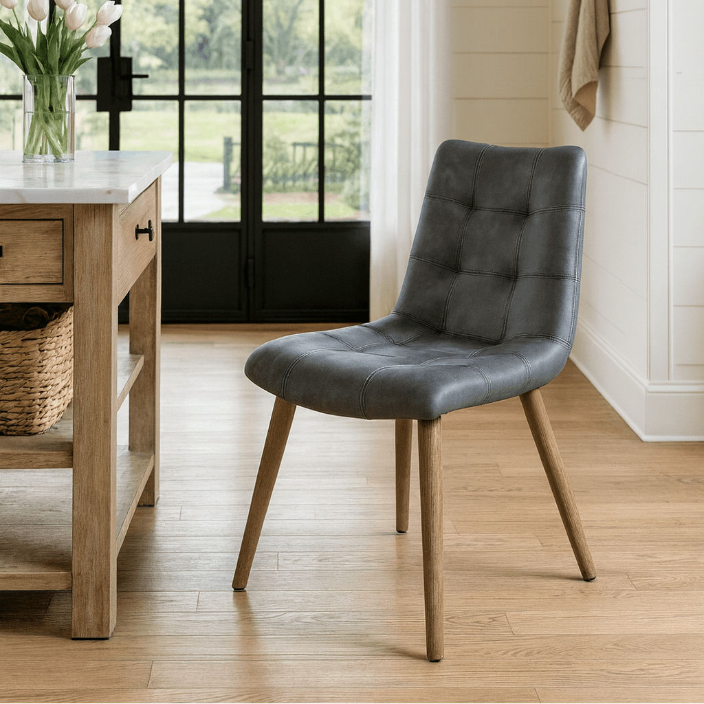 Winchcombe Dining Chair in Grey Leather by Keiichi