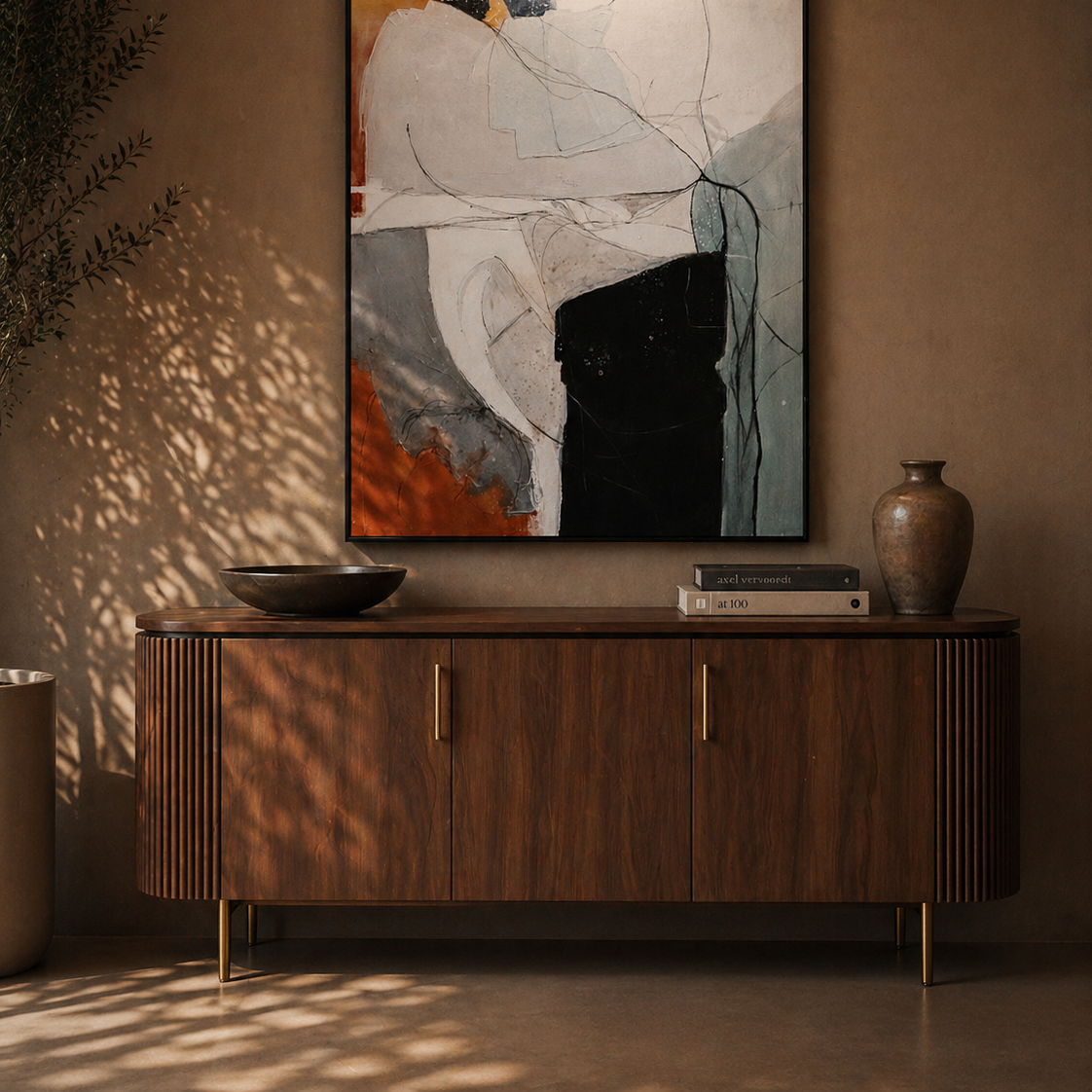 Lantine Buffet Walnut & Brass by Tommy Franks